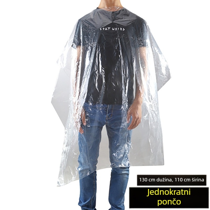 Prozirna krpa za brijanje za kosu za jednokratnu upotrebu, vodootporna marama za frizerski salon, šišanje, vrući tretman kose, uljna boja, PE kaput
