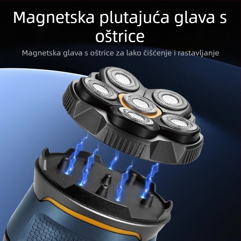 Muška britvica za brijanje, britva za cijelo tijelo, prekogranična nova električna glava za brijanje sa šest glava, punjiva, artefakt ćelave glave