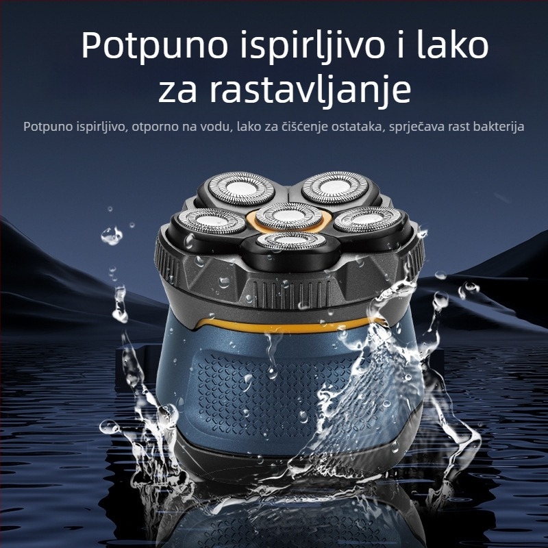 Muška britvica za brijanje, britva za cijelo tijelo, prekogranična nova električna glava za brijanje sa šest glava, punjiva, artefakt ćelave glave