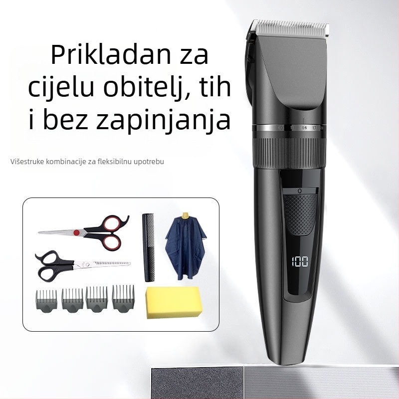 Prekogranični električni kućni šišač za kosu s LCD digitalnim zaslonom, muški brijač, USB punjivi električni šišač
