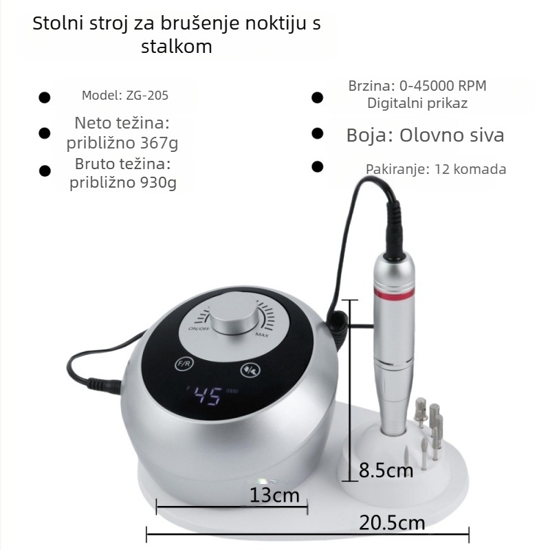 Novi stroj za brušenje noktiju 45000 o/min Stroj za brušenje velike brzine Profesionalni stroj za brušenje noktiju s istovarom