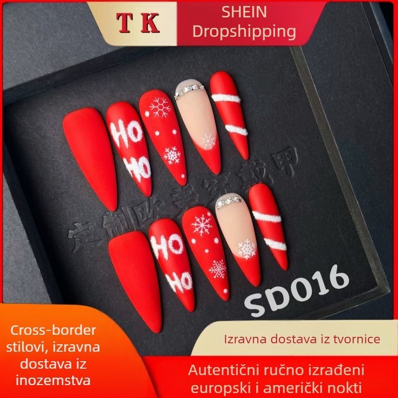 Temperament Bijeli Božić Minimalistički Europljani i Američki Prekogranični Nokti Nosivi Napredni Smisao Ljetni Čisti Ručno Izrađeni Nail Art Patch