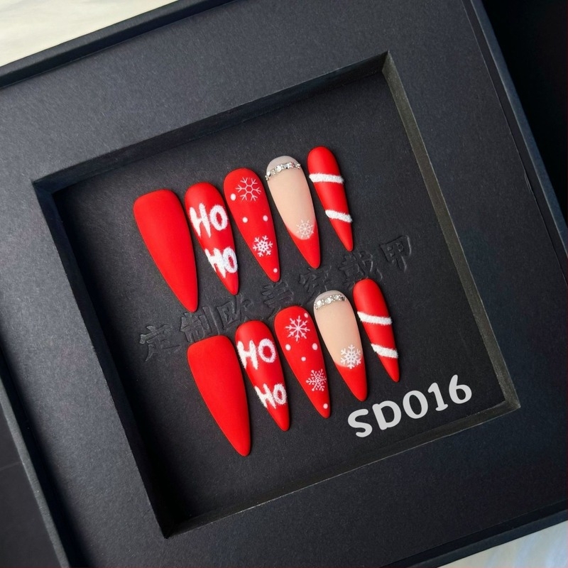 Temperament Bijeli Božić Minimalistički Europljani i Američki Prekogranični Nokti Nosivi Napredni Smisao Ljetni Čisti Ručno Izrađeni Nail Art Patch