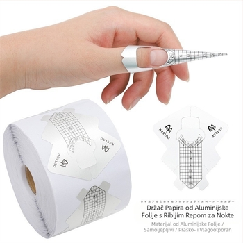 Držač papira za nokte s motivom ribe u obliku prekogranične vruće debele aluminijske folije, alat za francuske fototerapije, alat za ekstenzije noktiju, držač papira 100/300