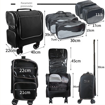 Kozmetička kutija za kolica, profesionalna vizažistica, vizažistica za tetoviranje, šminka, kutija za alat od vrata do vrata, višeslojna kutija za ljepotu noktiju