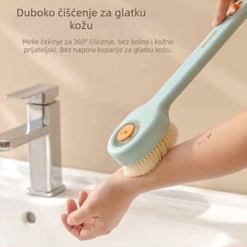 [Novi proizvod] Pritisnite četku za kupanje za trljanje, mekana dlaka duga drška za trljanje stražnje strane za trljanje blata za pranje tijela, četka za kupanje