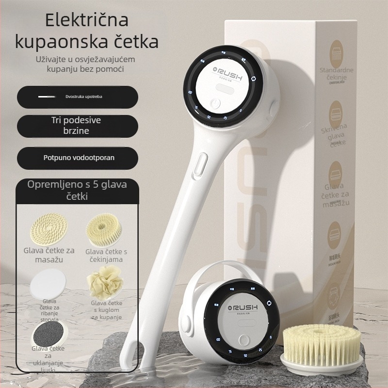 Prekogranična električna četka za kupanje, rotirajuća višenamjenska četka za kupanje, vodootporna četka za kupanje za lijene osobe, instrument za ribanje leđa, instrument za ribanje artefakata