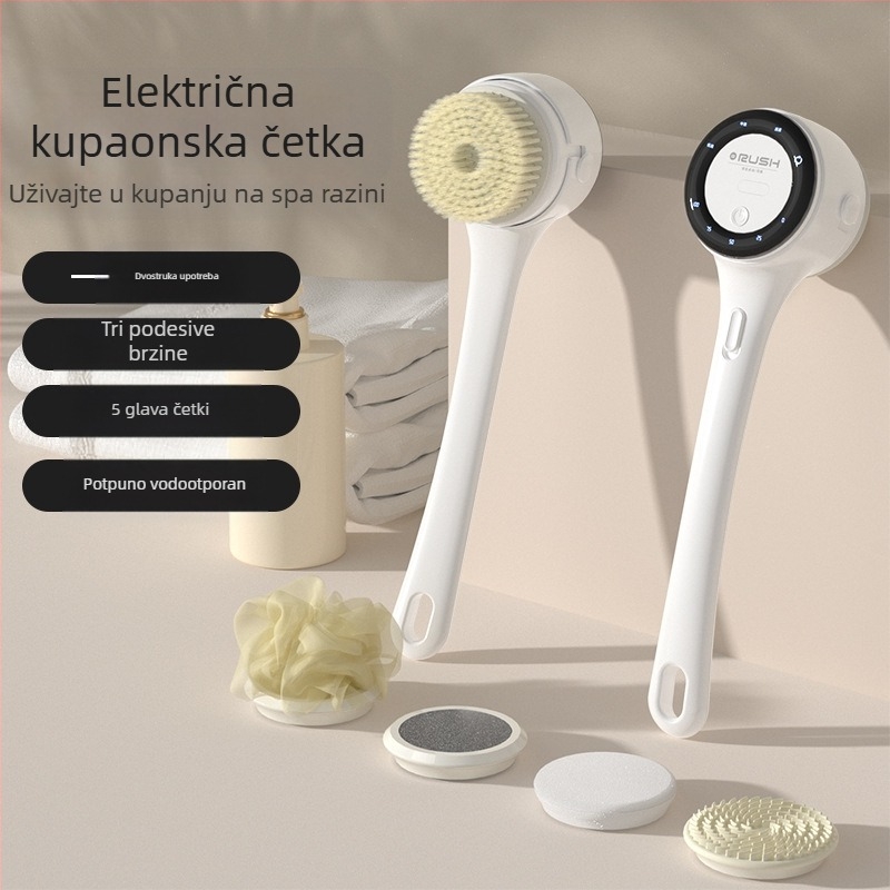 Prekogranična električna četka za kupanje, rotirajuća višenamjenska četka za kupanje, vodootporna četka za kupanje za lijene osobe, instrument za ribanje leđa, instrument za ribanje artefakata