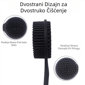 Prilagođena silikonska četka za kupanje s dugom drškom, dvostrana zadebljana silikonska četka za kupanje, četka za kupanje, četka za masažu, masaža leđa, četka za leđa za kupanje