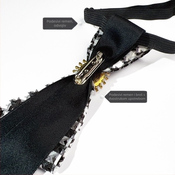 Trendovska europska i američka retro crna kravata s uzorkom pepita i mašnom, dizajn pčele, niša, košulja bez čvorova, ženska kravata