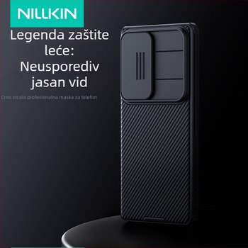 Nillkin Nelgin maskica za Samsung S25Ultra telefon s25edge crna zrcalna Pro maskica s kliznim poklopcem