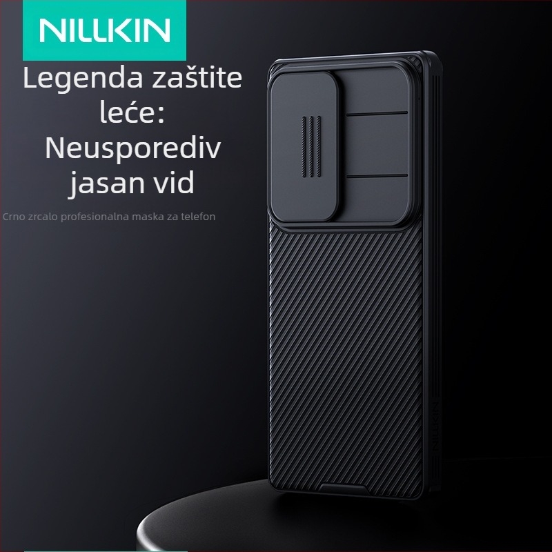 Nillkin Nelgin maskica za Samsung S25Ultra telefon s25edge crna zrcalna Pro maskica s kliznim poklopcem