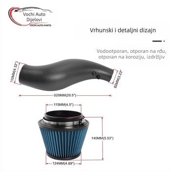 Modificirani filter za zrak s usisnom masnoćom i kobasicom za automobil, karbonska gljivasta glava, pogodna za Honda Civic 92-00