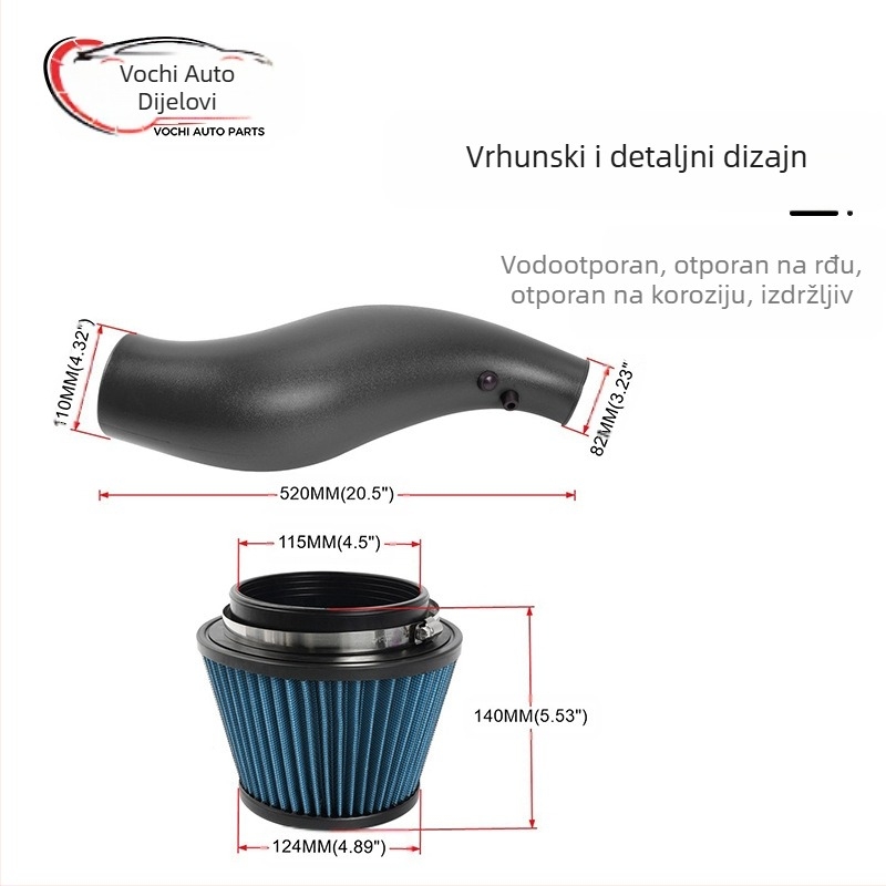 Modificirani filter za zrak s usisnom masnoćom i kobasicom za automobil, karbonska gljivasta glava, pogodna za Honda Civic 92-00