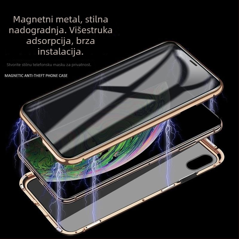 Dvostrana futrola za mobitel s protuprovalnom zaštitom za iPhone 16 Promax Glass magnetski metalni okvir Apple 15