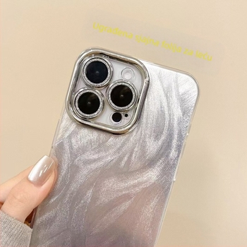 Pogodno za Apple 15PM s maskom za telefon od perja i folije za objektiv, naprednu zaštitnu masku od glitter galvaniziranog materijala za iPhone 16