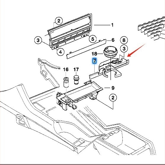 51168190205 odgovara za držač čaše za vodu za BMW serije 5 E39 520 525 od 1996. do 2003.