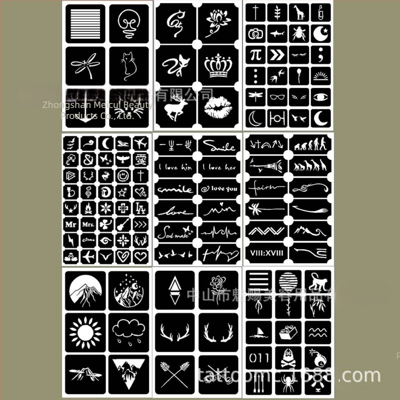 Predložak za izrezivanje tetovaže preko granice, sok od tetovaže, kana od kane, pomoćni DIY predložak za tetovažu, verzija naljepnice