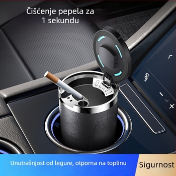 Automobilska pepeljara s LED svjetlom u boji, zlatni unutarnji spremnik, poklopac s jednim gumbom za otvaranje, pepeljara velikog kapaciteta