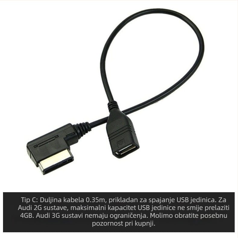 Odgovara za Audi Volkswagen Mercedes-Benz AMI automobilski USB ADM podatkovni kabel A4L A5 A8 Q5 Music Interface Audio