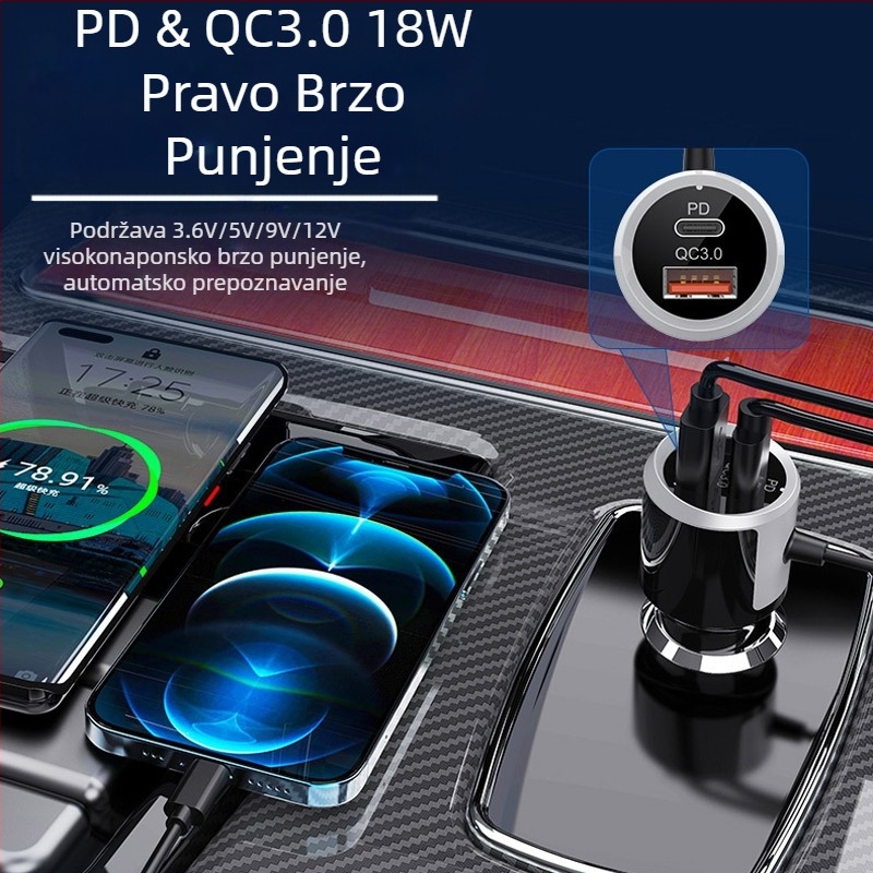 Auto Bluetooth TF kartica, kvaliteta zvuka bez gubitaka, šareni ambijentalni svjetleći uređaj, dvosmjerno brzo punjenje, napon 18 W, detekcija u stvarnom vremenu
