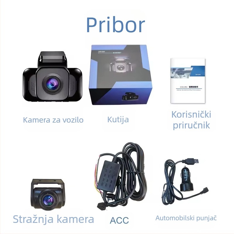 Najprodavaniji 4K snimač vožnje, 3-inčni prednji i stražnji DVR za vozila s dvostrukim objektivom, crna kutija s kamerom za vozilo
