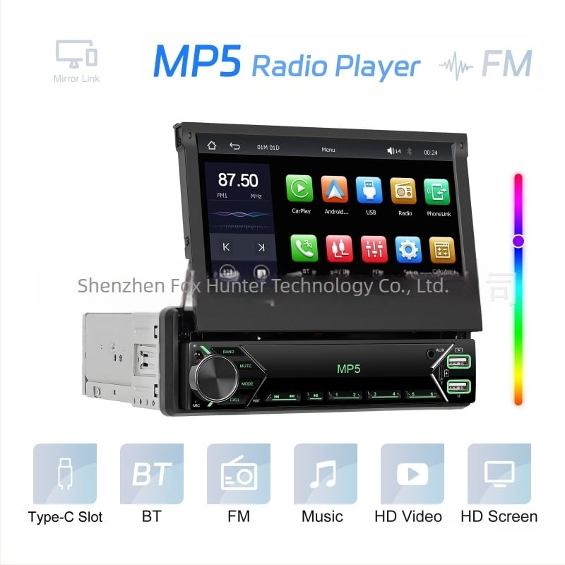 7-inčni horizontalni zaslon s žičanim carplay/teleskopskim zaslonom univerzalni MP5 player za vožnju unatrag u automobilu s centralnim upravljanjem integrirani stroj