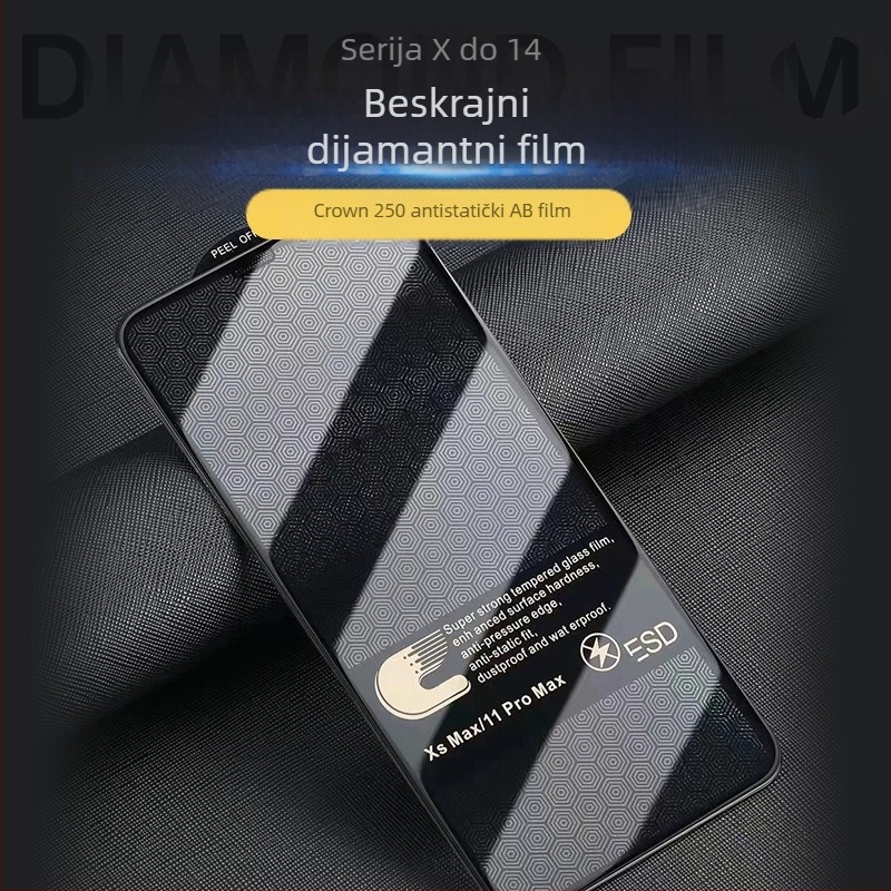 Visoko aluminijska kaljena folija s velikim lukom za Apple 16pro, neporozna, otporna na prašinu 13pro, s rubom protiv pritiskanja 14 King Kong folija za mobitel