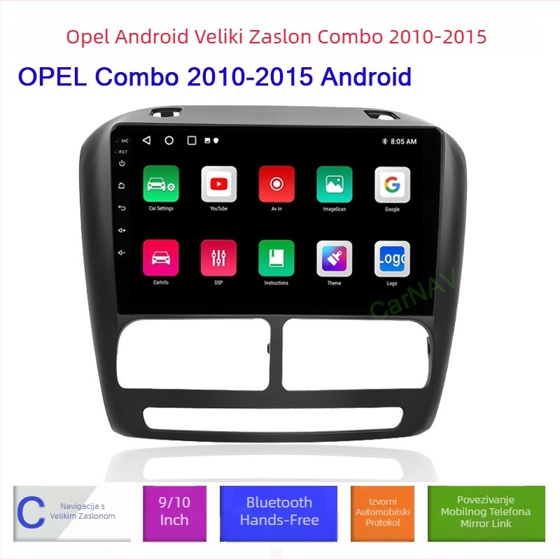 Pogodno za Opel Opel 10-15 Combo namjenski automobilski GPS za vožnju unatrag Bluetooth Android navigacijski sustav s velikim zaslonom, MP5.