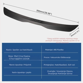 Opća oprema za modifikaciju automobila, neperforirani spojler prtljažnika s pastom za rep SUV hatchbacka