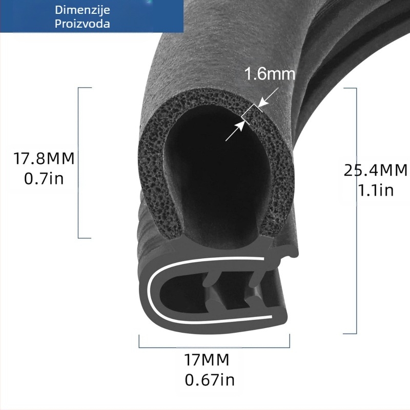 U-oblikovana brtvena traka za bočne mjehuriće na automobilu, brtvena traka za vrata automobila, gumena ukrasna brtvena traka za rubove automobila