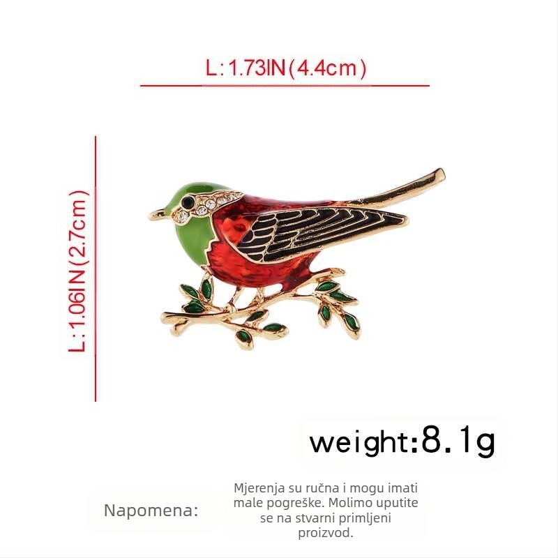 broš prekogranična nova broš s pticama veleprodaja kreativna legura dijamantna crtana životinja igla za ovratnik košulje