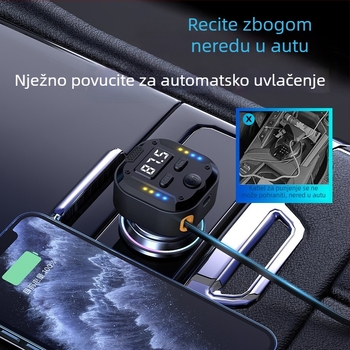C69 Novi 30Wpd Brzi punjač dva u jednom Uvlačivi kabel za automobil Bluetooth player USB upaljač FM odašiljač