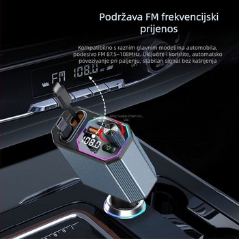 Privatni model A28 Bluetooth punjač za automobil 120 W s dvostrukim kabelima za povlačenje, brzo punjenje četiri u jednom, popularan za upotrebu u automobilu i prekograničnu prodaju