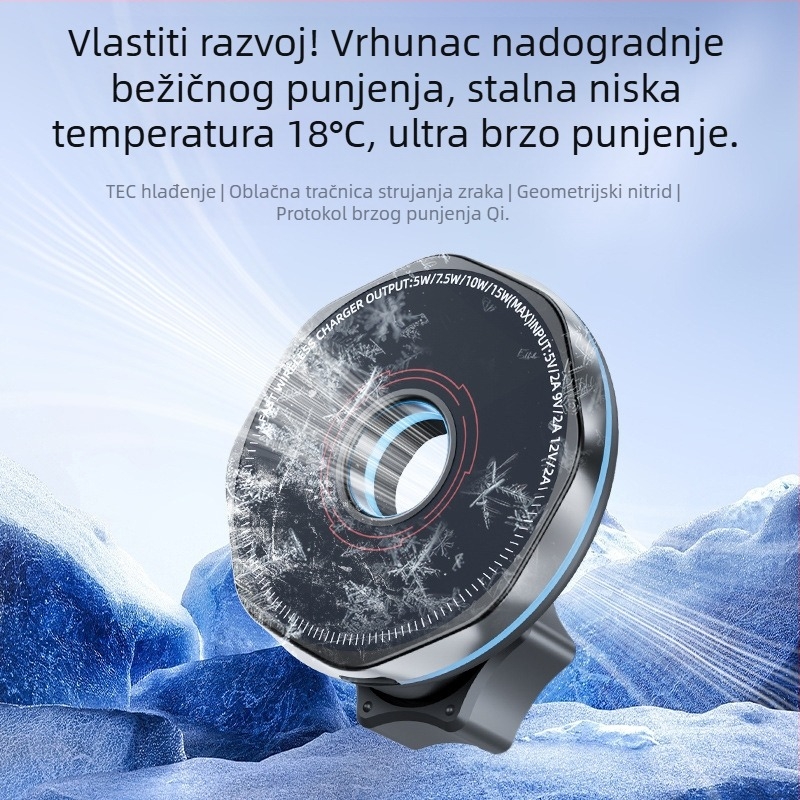 Novi bežični držač za mobitel u automobilu s mogućnošću bežičnog punjenja, izlazom za zrak, magnetskim MagSafe univerzalnim okretanjem od 360 stupnjeva