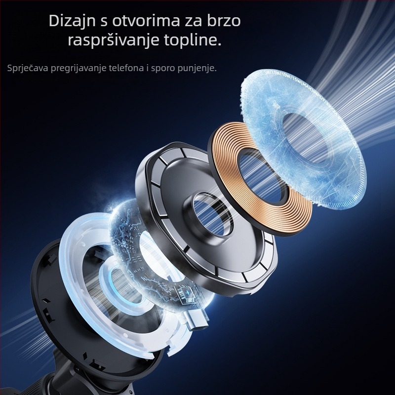 Novi bežični držač za mobitel u automobilu s mogućnošću bežičnog punjenja, izlazom za zrak, magnetskim MagSafe univerzalnim okretanjem od 360 stupnjeva