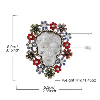 Europski i američki srednjovjekovni vintage dizajn Halloween broš s lubanjom za žene, visokokvalitetni nišni novi korsag