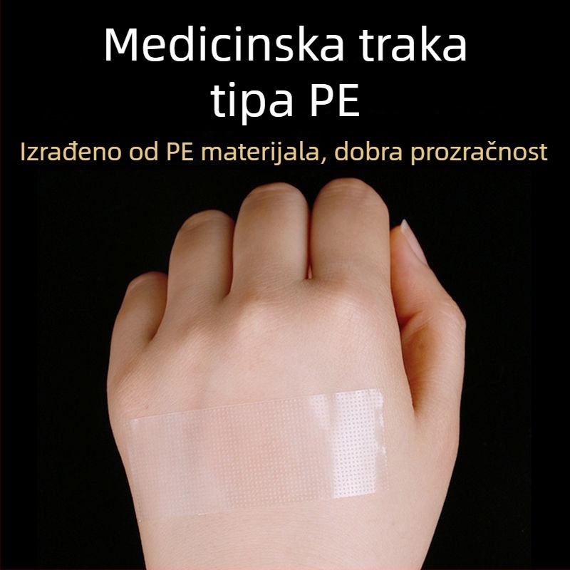 Medicinska PE prozirna traka, prozračna i ručno kidajuća, medicinska hipoalergena, 3 m duga, visokoviskozna flaster, hipoalergena traka osjetljiva na pritisak u roli