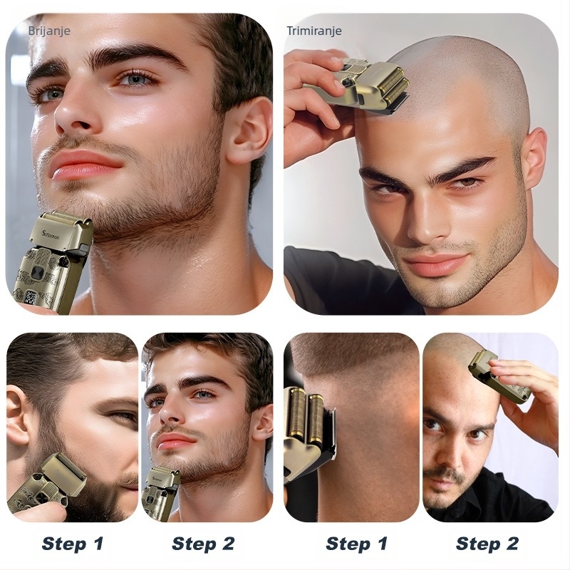 Scttomon Retro recipročni električni brijač s dvostrukim nožem, mreža za izbjeljivanje, brijanje, punjiva periva podloga