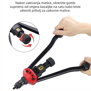 Prekogranični 16-inčni ručni pištolj za ram, metrički inčni 12, specifikacije za povlačenje zakovica, matice za pištolj s koferom, odijelo za maticu