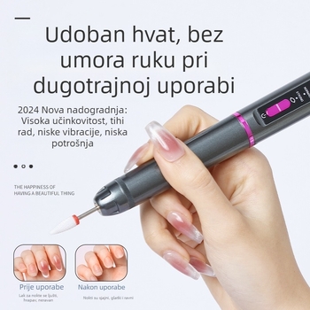 Električni aparat za poliranje noktiju CrossBorder, podešavanje brzine u tri smjera, podesiva brzina, uklanjanje noktiju, uklanjanje mrtve kože, manikura, prijenosni salon za nokte