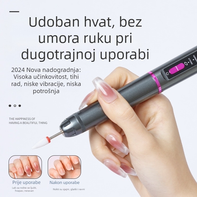 Električni aparat za poliranje noktiju CrossBorder, podešavanje brzine u tri smjera, podesiva brzina, uklanjanje noktiju, uklanjanje mrtve kože, manikura, prijenosni salon za nokte