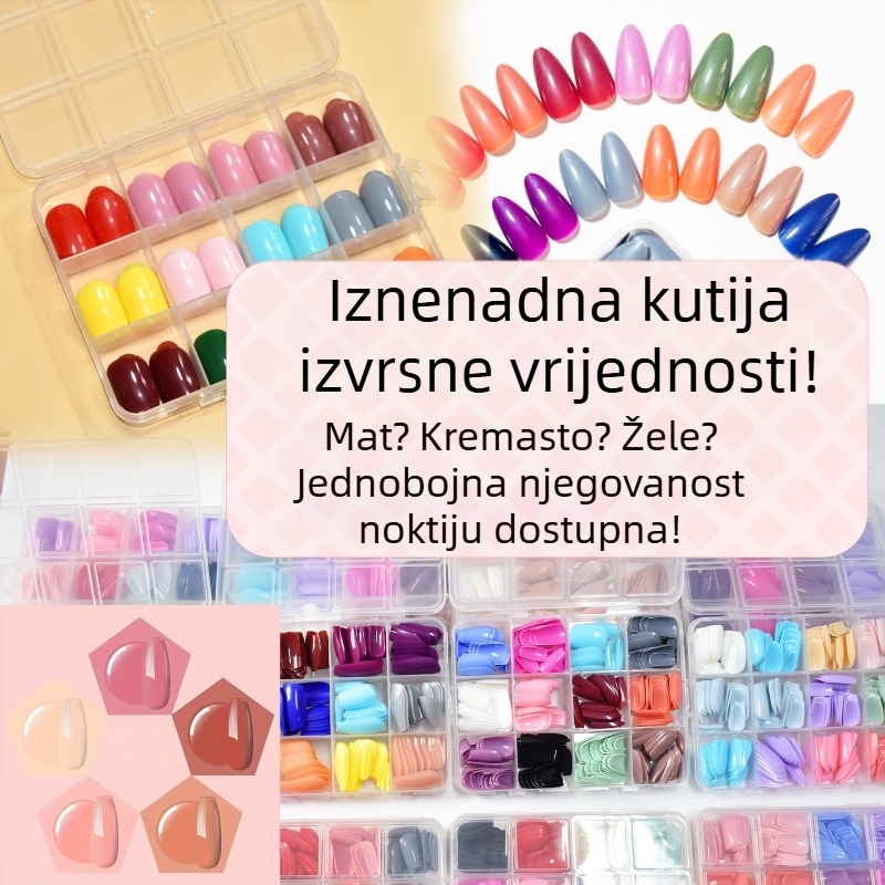 Kvadratni jednobojni nosivi nokti slijepa kutija nasumična boja raspakiranje iznenađenje jednostavni svestrani lažni nokti na zalihi veleprodaja