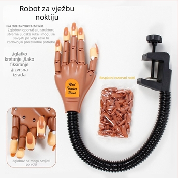 Prekogranična vruća protetska ruka za vježbanje zglobova za umjetnost noktiju, savitljiva i pomična mehanička protetska ruka sa zglobom, dolazi s setom vrhova noktiju