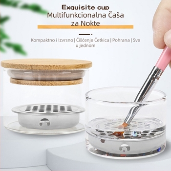 Olovka za pranje noktiju od zadebljanog stakla, kristalna šalica, mrežasti filter od nehrđajućeg čelika, alat za čišćenje šalica s četkicom za fototerapiju na veliko