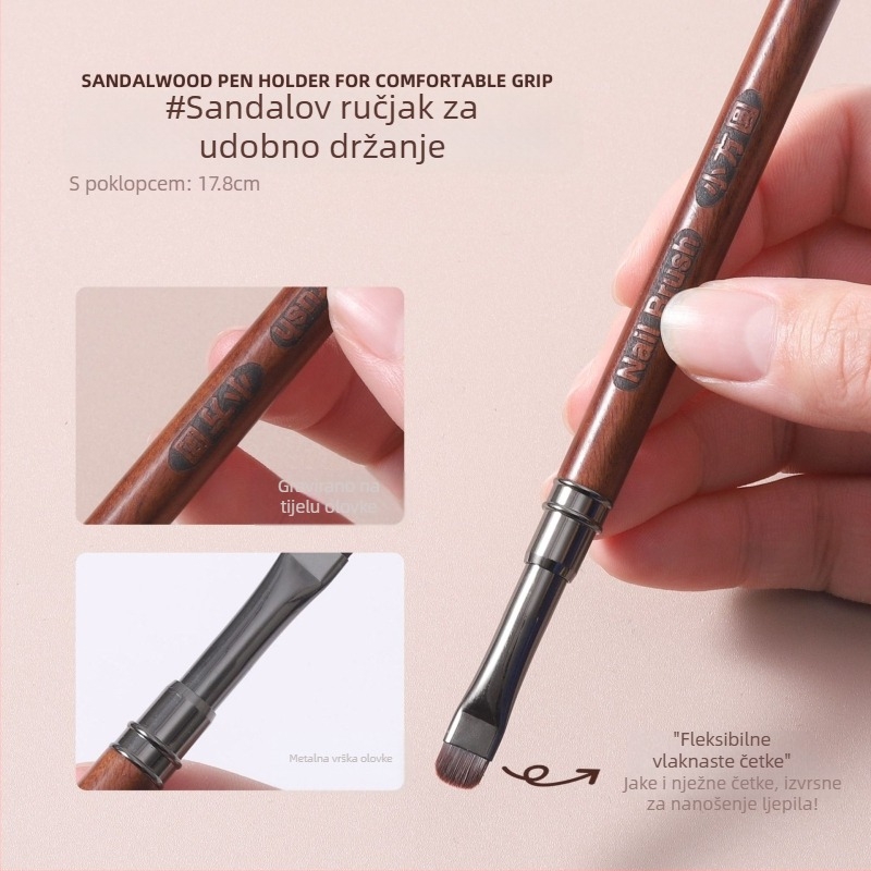 Olovka za nokte, štapić od sandalovine s poklopcem, mala kvadratna baza za olovke, ljepilo, japanska kratka četkica, ljepilo, olovka za fototerapiju, alati za nokte