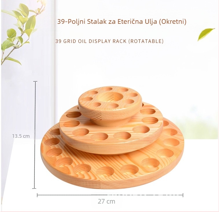 Okretni stol za eterična ulja od punog drva, troslojni prikaz, klasifikacija police, okrugla rotirajuća aromaterapija