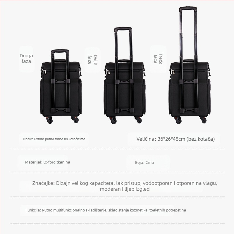 Profesionalna kutija za šminku, kutija za kolica, kutija za alat za tetoviranje, manikuru i trepavice, najlonska torba za šminku velikog kapaciteta