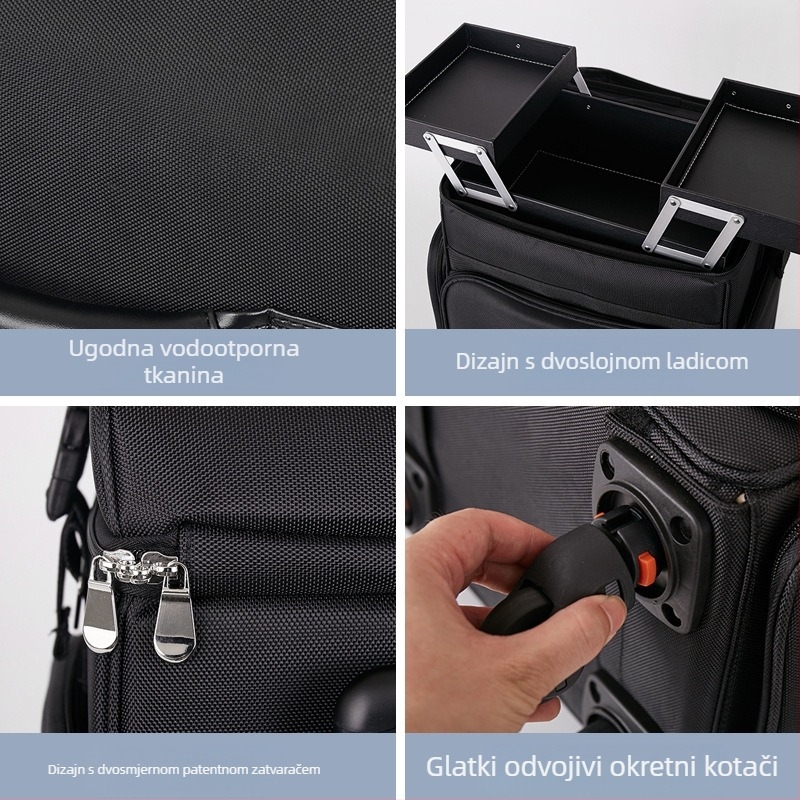 Profesionalna kutija za šminku, kutija za kolica, kutija za alat za tetoviranje, manikuru i trepavice, najlonska torba za šminku velikog kapaciteta