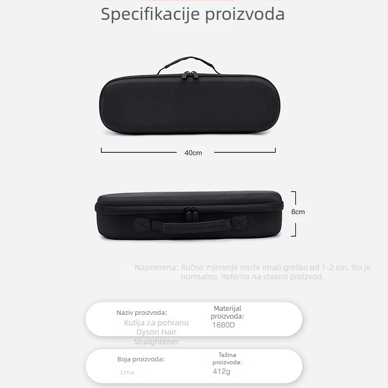 Dyson Airstraitht10 pegla za kosu, kozmetička torbica, prijenosna pegla za kosu Dyson, otporna na opadanje i pritisak, s patentnim zatvaračem